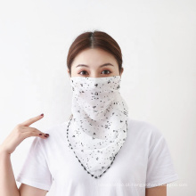 2020 Proteção Feminina Chiffon Earloop Máscara Facial Véu Protetor Pescoço Lenço Capa Com Estampa Floral Máscara Facial Ciclismo